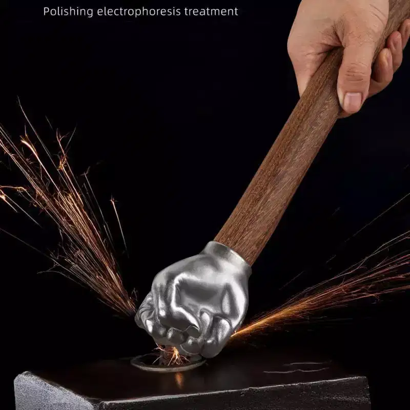 LAZZAROU Fist Hammer-Stainless Steel Head&Wooden Handlem Hardware Tools For Emergency Fist Hand Hammer Solid iron hammers,Tool for Light Tasks USE