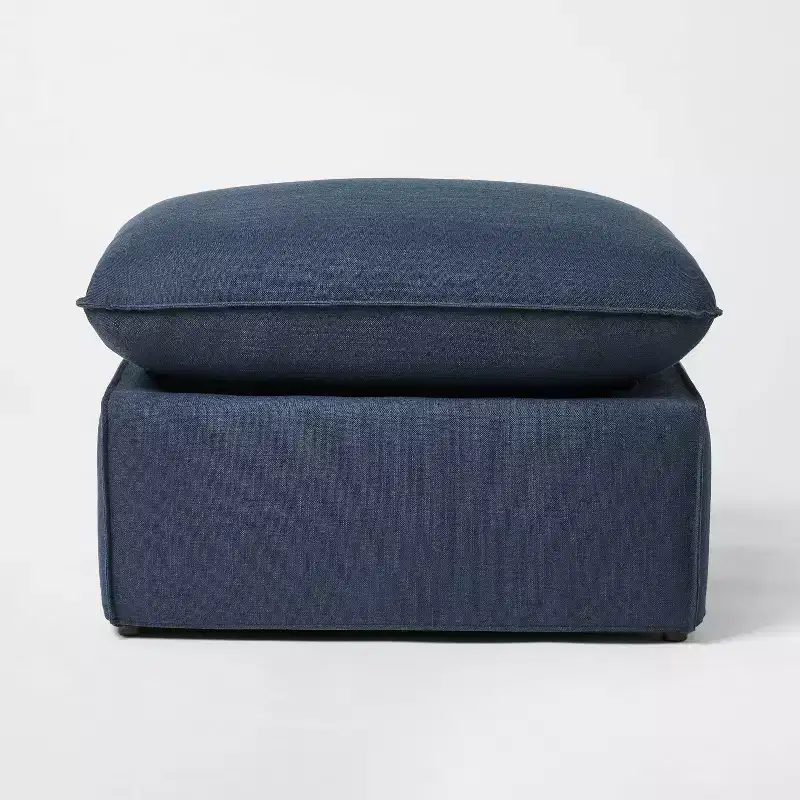 Padded Slipcover Ottoman Blue - Threshold™ designed with Studio McGee