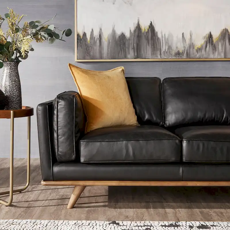 Gianella Black Oxford Leather Sectional Sofa by iNSPIRE Q Modern