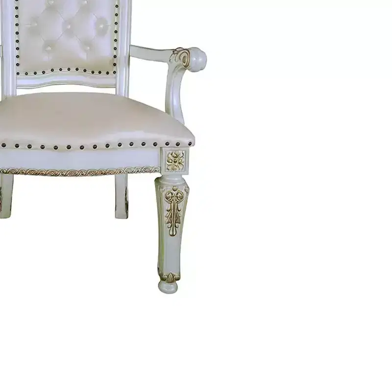 24" Vendome Accent Chair Synthetic Leather/Antique Pearl Finish - Acme Furniture