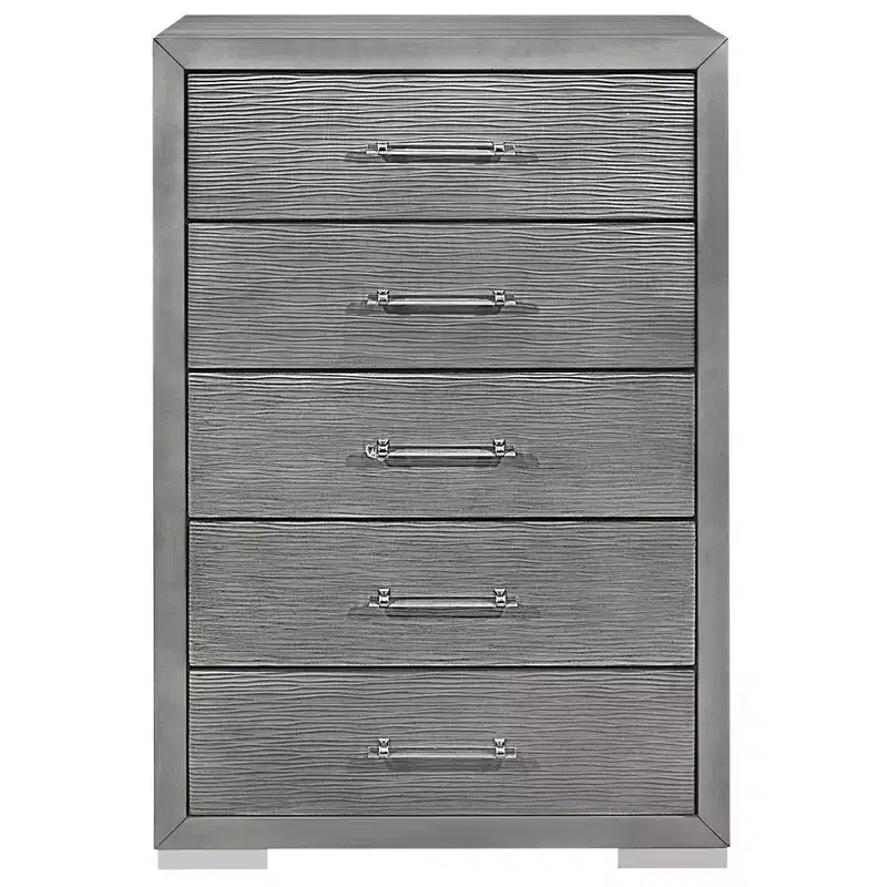 HomeStock 19.69 in.H MDF Vertical Dressers with 14 - Drawers in Silver Finish