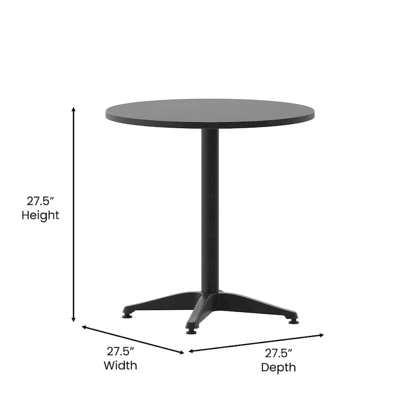 27.5  Round Aluminum Smooth Top Indoor-Outdoor Table with Base