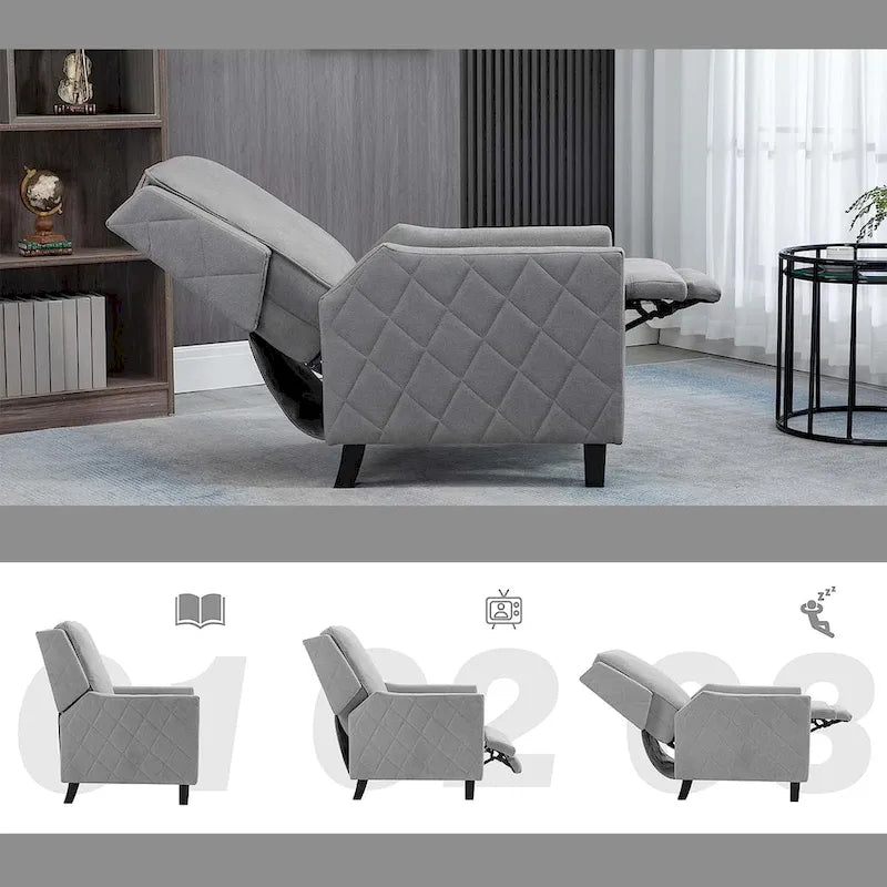 Push Back Recliner Chair with Linen Wing Back