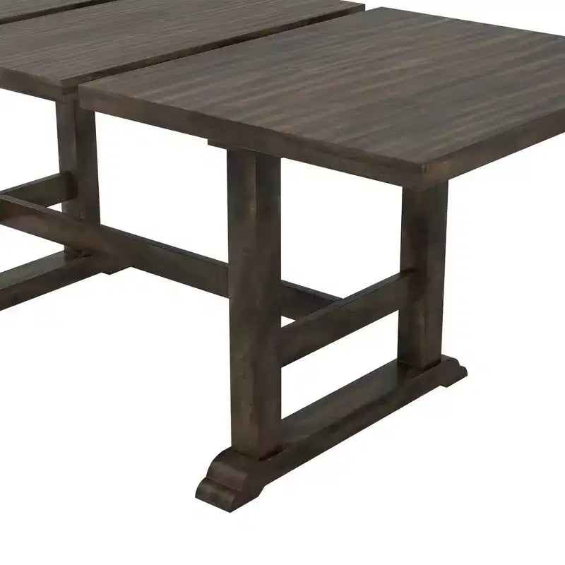 Whisen Updated 6-Piece Rustic Kitchen Extendable Dining Table Set, 76.9 Trestle Dining Table & 4 Upholstered Dining Chairs, 1 Bench