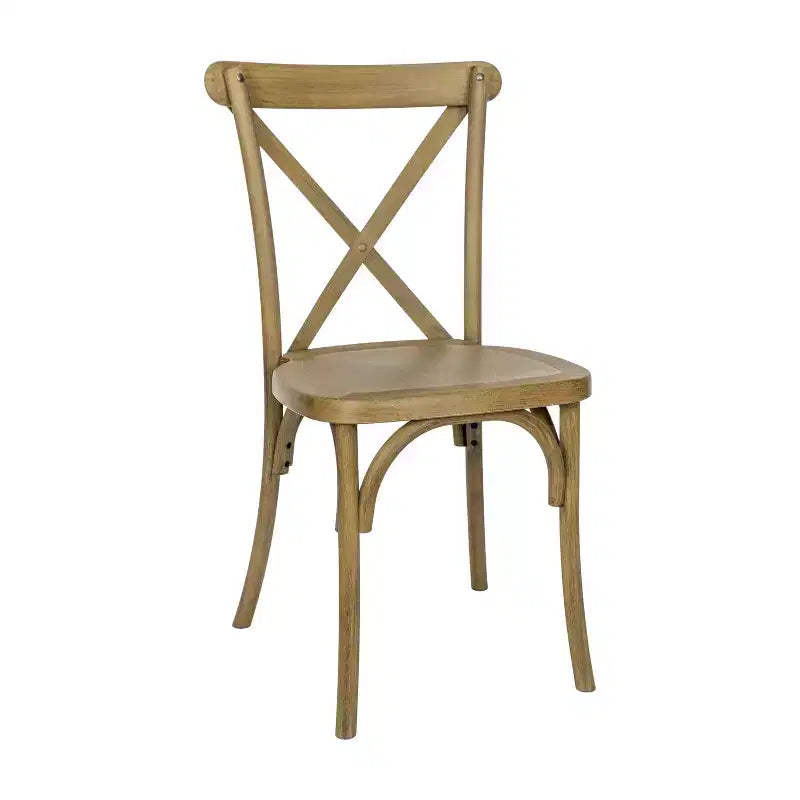 Emma and Oliver Weather-Resistant Wood Look Resin Cross Back Chair for Indoor/Outdoor Use