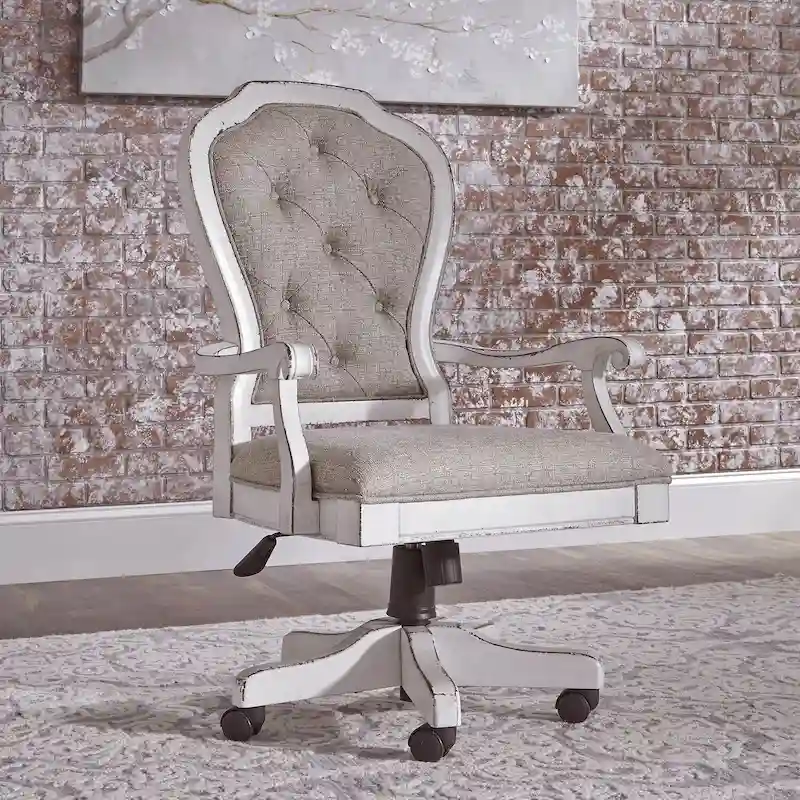 Magnolia Manor Antique White Weathered Bark Jr Executive Desk Chair