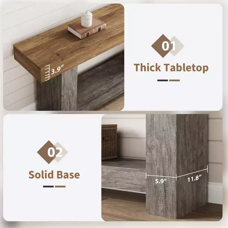 Entryway Console Table, Farmhouse 2-Tier Entryway Table, Long Sofa Accent Table Behind Couch Table
