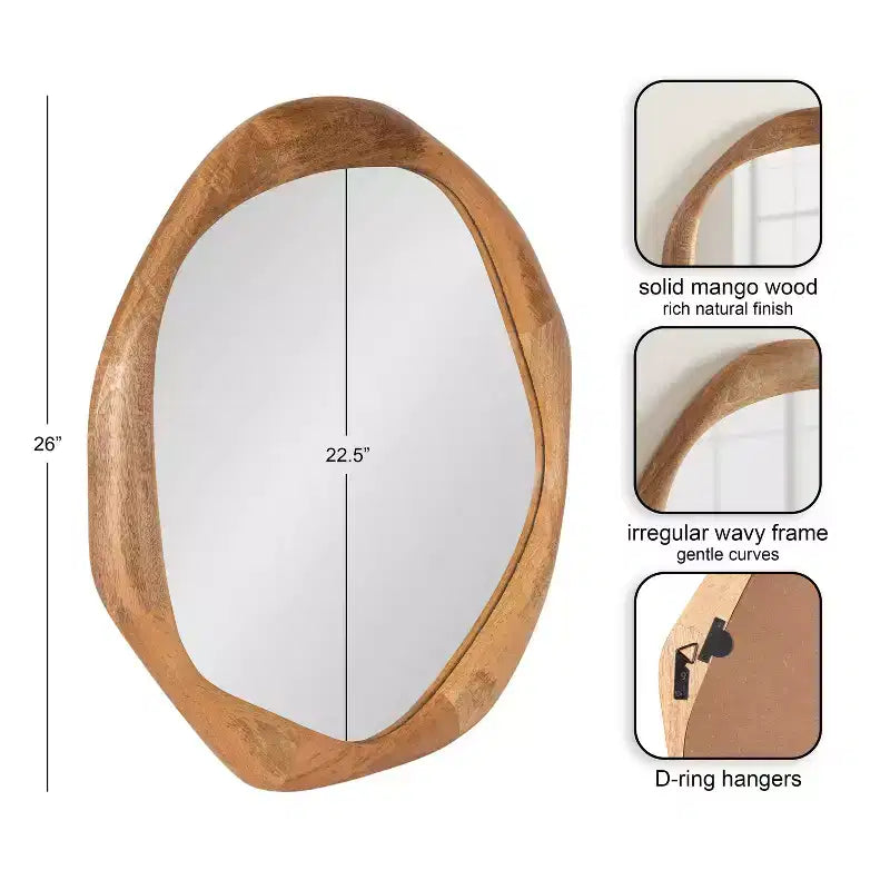 Kate and Laurel Hera Round Mirror Wood, Natural, 26x26