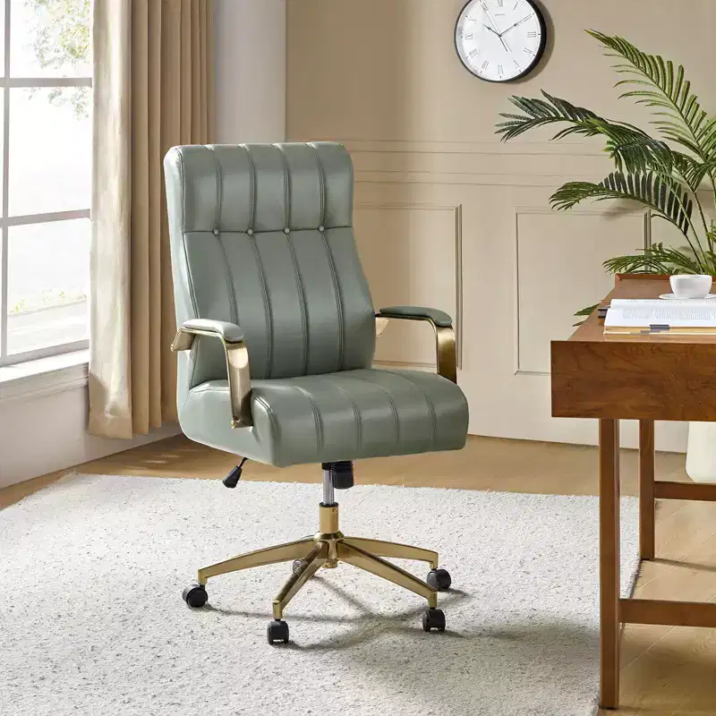 Siivio Modern Leather Swivel Tilting Office Chair with Channel Tufted|HULALA??HOME