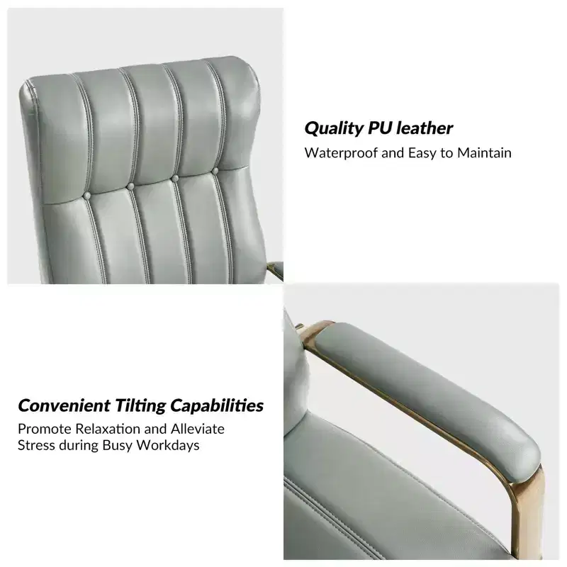 Siivio Modern Leather Swivel Tilting Office Chair with Channel Tufted|HULALA??HOME