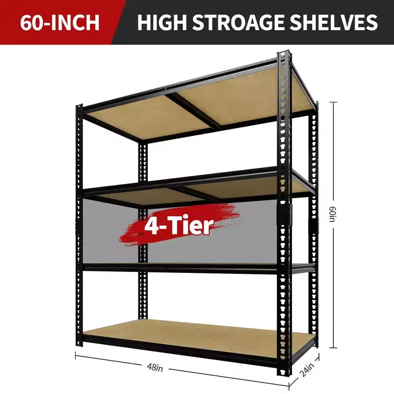 3050LBS Heavy Duty 5-Tier Storage Shelves 72H x 48W x 24D Adjustable Metal Shelving Black Rack for Garage Home Industrial