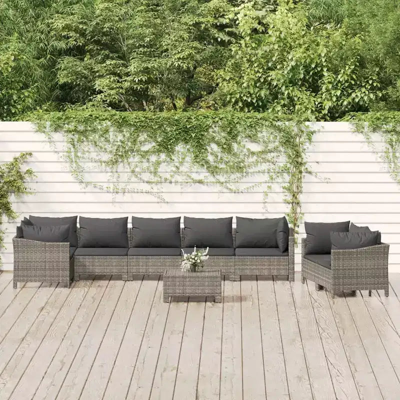 vidaXL Patio Furniture Set Armchair Sofa Set with Cushions Gray Poly Rattan