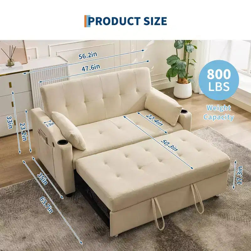 GustoWave Convertible Futon Sleeper Couch, Corduroy Pull Out Loveseat Sofa Bed for Small Spaces, 3 in 1 Compact Sofa Furniture