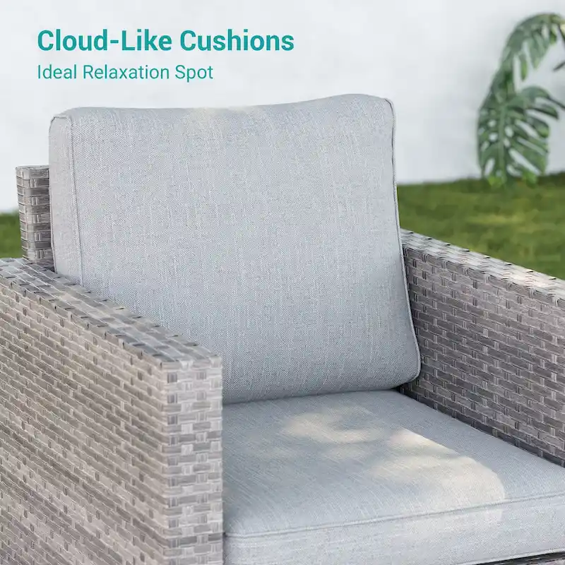 LIVOOSUN 8Pcs Patio Rocking Swivel Chair Sectional Brown Wicker Ottoman Sofa Set