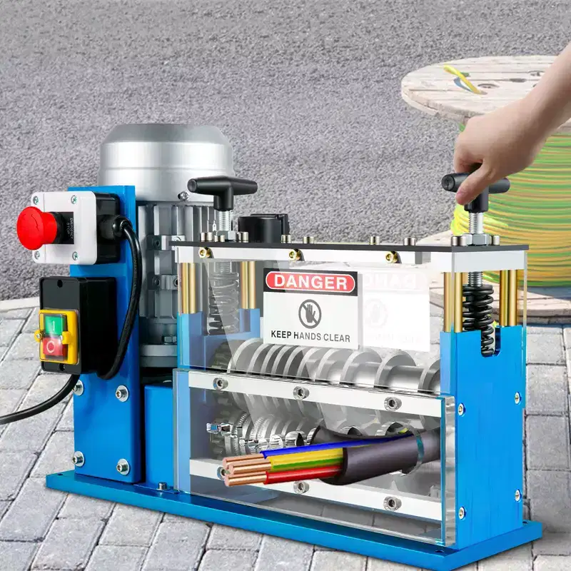 VEVOR Electric Wire Stripping Machine, 370W 0.06 inch -1.5 in Motorized Cable Stripper with 75 ft/min Speed,11 Channels 10 Blades Strip Machinery,Blue