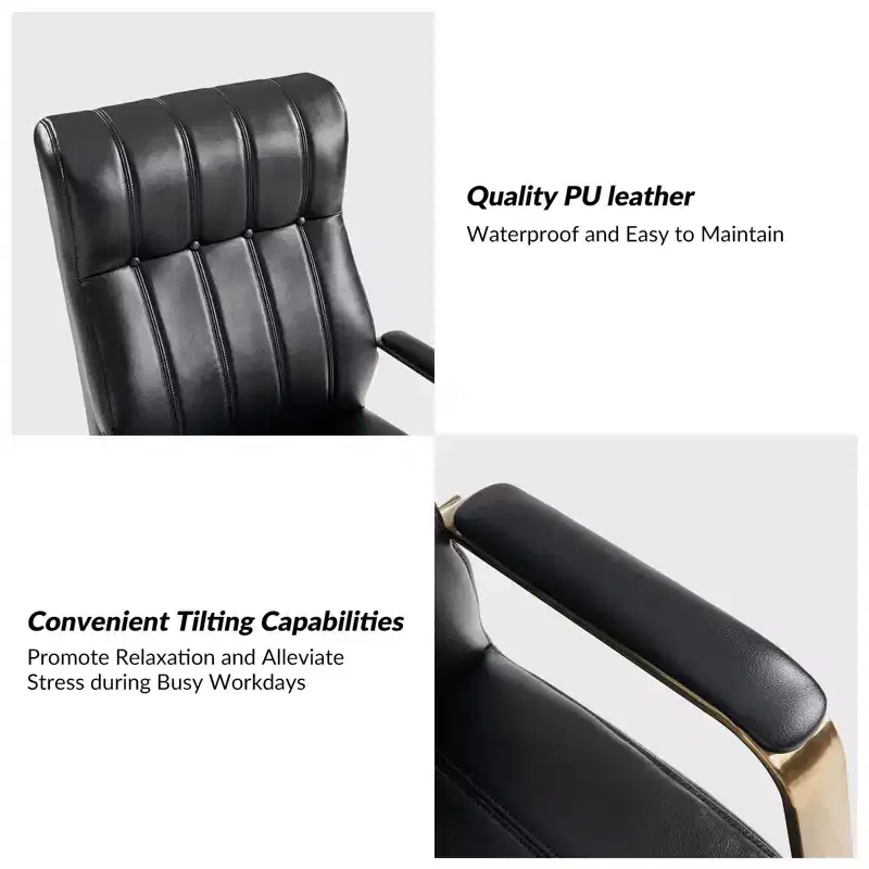 Siivio Modern Leather Swivel Tilting Office Chair with Channel Tufted|HULALA??HOME