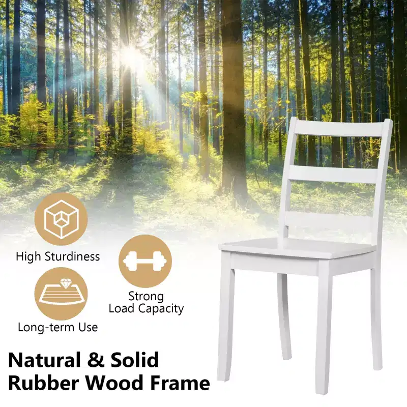 Costway 5 PCS Dining Set Modern Rectangle Table & 4 Rubber Wood Chairs Kitchen Breakfast