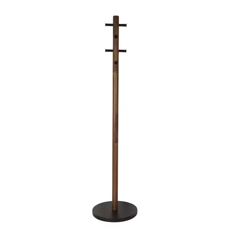Umbra Wood Pillar Coat Rack Black/Walnut: 8-Hook, Freestanding, Easy Assembly, 66" Tall