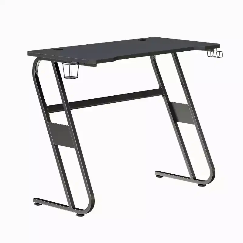 Emma and Oliver Professional Gaming Ergonomic Desk with Cup Holder and Headphone Hook