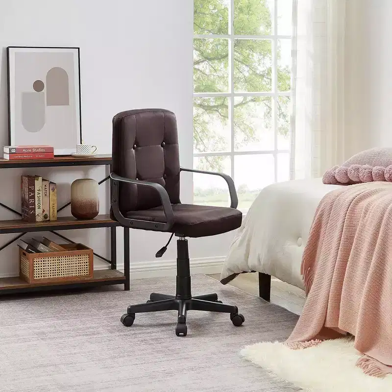 VECELO Home Office Desk Chair with Armrests, Mid Back Adjustable Height