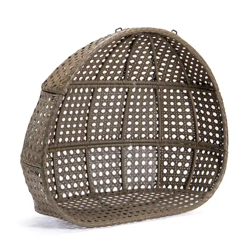 Charcoal Wicker Hanging Double-Seat Swing Chair with Stand with Cushion