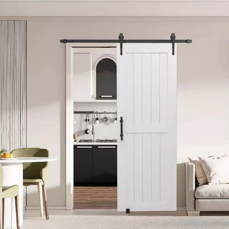 VEVOR Sliding Barn Door, 30 x 84 inch, High-Strength MDF Panel, Barn Door with Hardware Kit, Water-Proof PVC Surface, Easy to Install, H-Frame, White