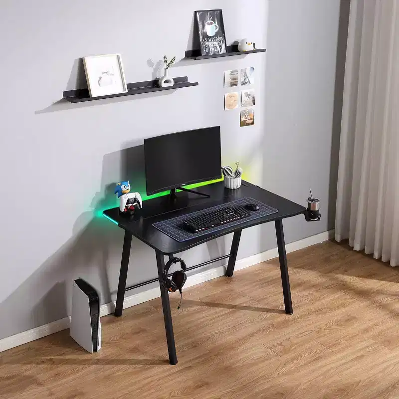 Gaming Desk with LED Lights and Headphone Holder - Room Essentials