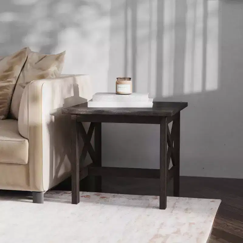 Emma and Oliver Solid Wood Farmhouse Style End Table