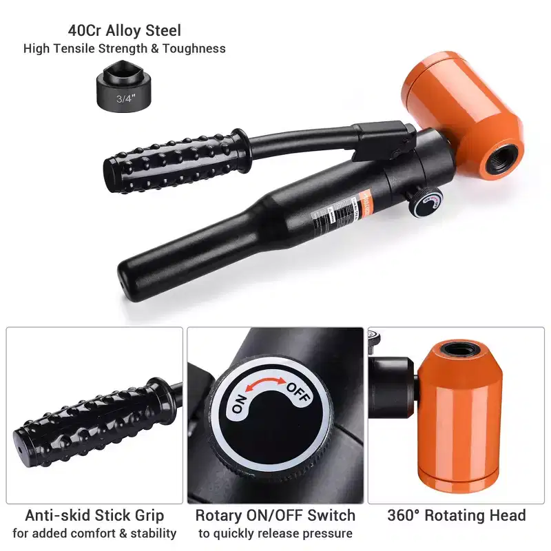 Yescom 1/2 to 2 Hydraulic Knockout Punch Set 8-Ton 6-Die Handheld Electrical Conduit Hole Cutter KO Tool Kit for Sheet Metal