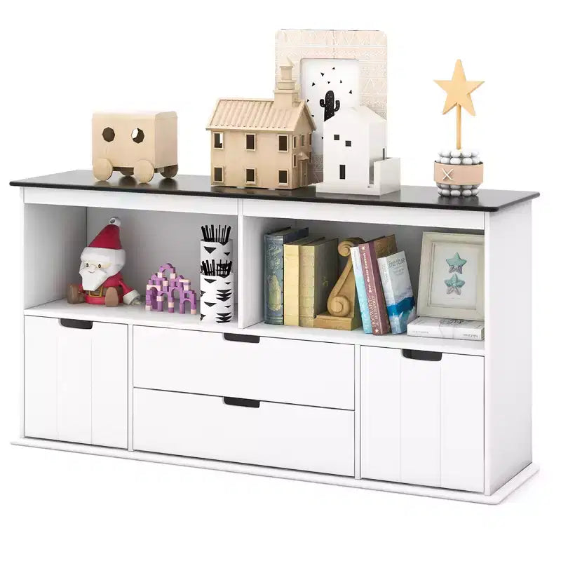 Kids Toy Storage Organizer with Blackboard Top, Drawers and Shelves