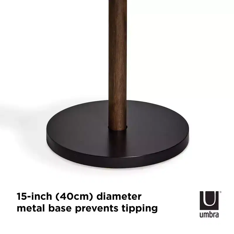 Umbra Wood Pillar Coat Rack Black/Walnut: 8-Hook, Freestanding, Easy Assembly, 66" Tall