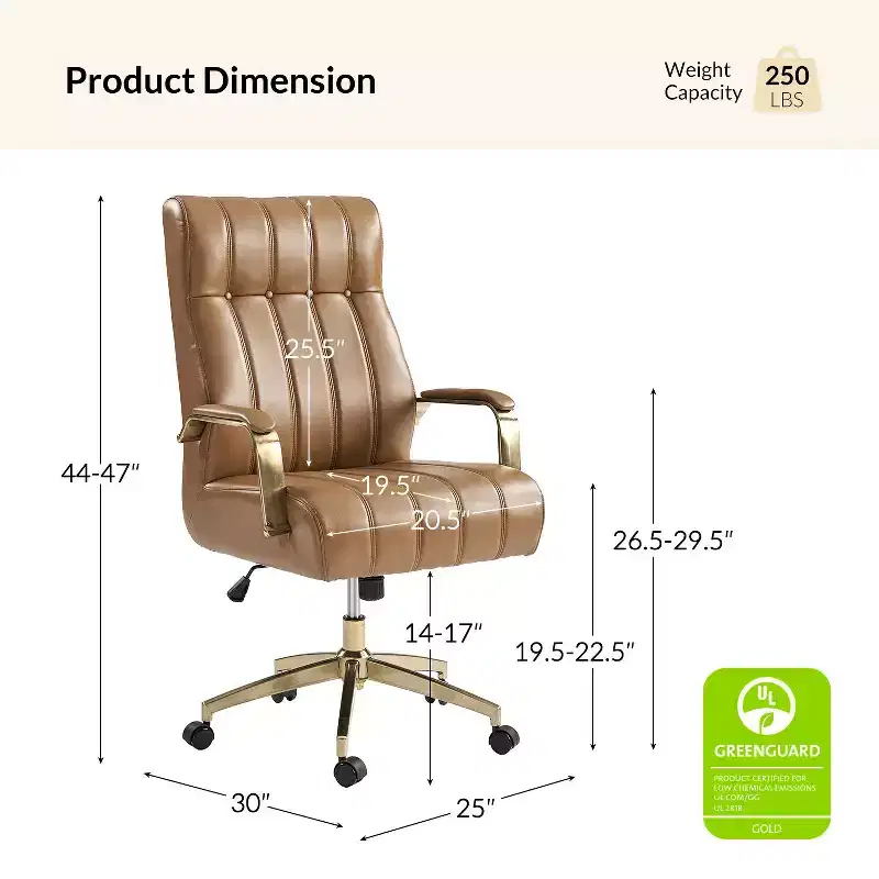 Siivio Modern Leather Swivel Tilting Office Chair with Channel Tufted|HULALA??HOME