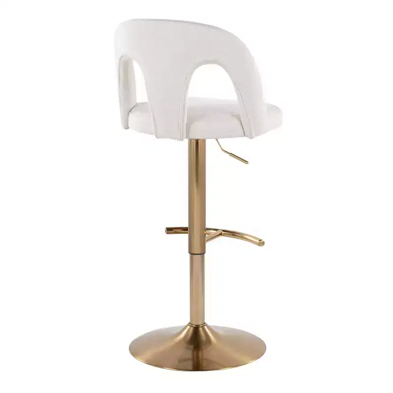 LumiSource Set of 2 Ava Adjustable Barstools Gold/White Fabric