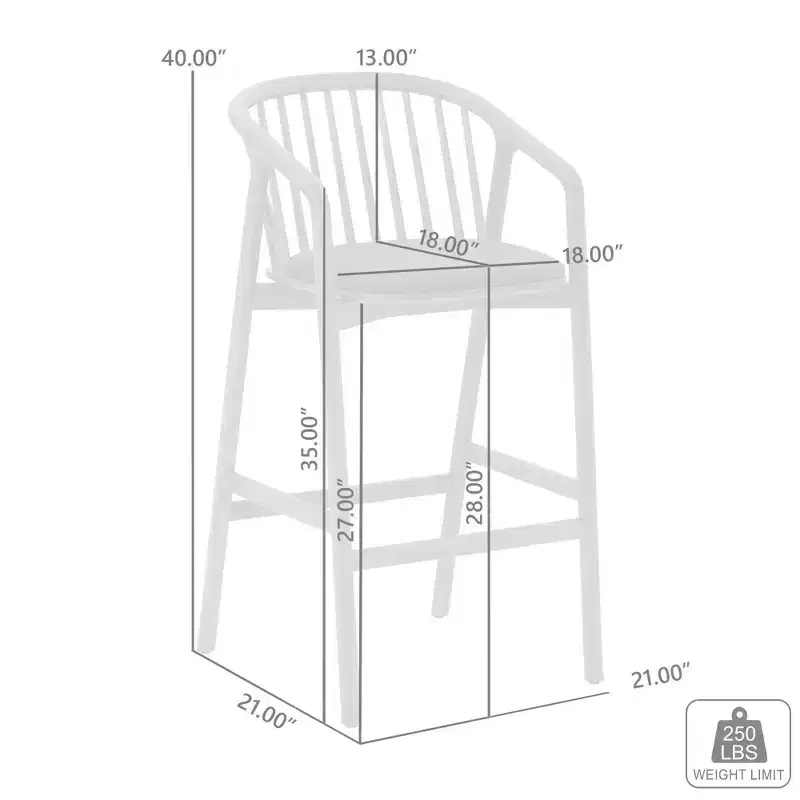 Armen Living Echo Wood and Faux Leather Barstool