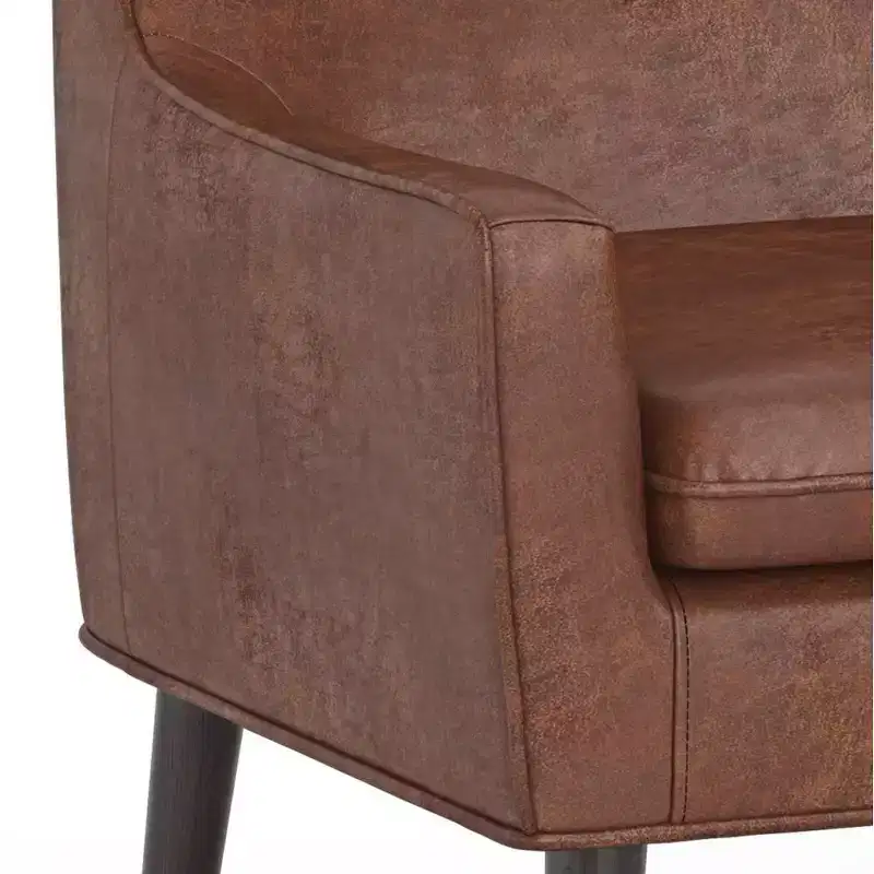 Warnock Accent Chair Distressed Saddle Brown - WyndenHall: Faux Leather, Rubberwood Legs