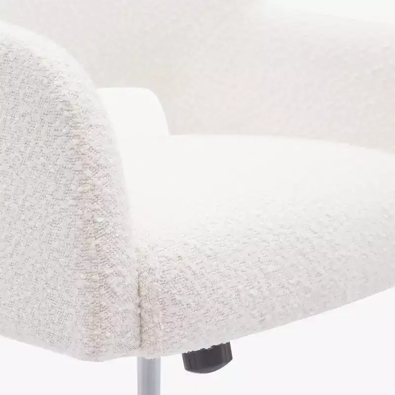 WestinTrends Genevieve Mid-Century Modern Swivel Office Chair With Wheels (Set Of 2), Cream