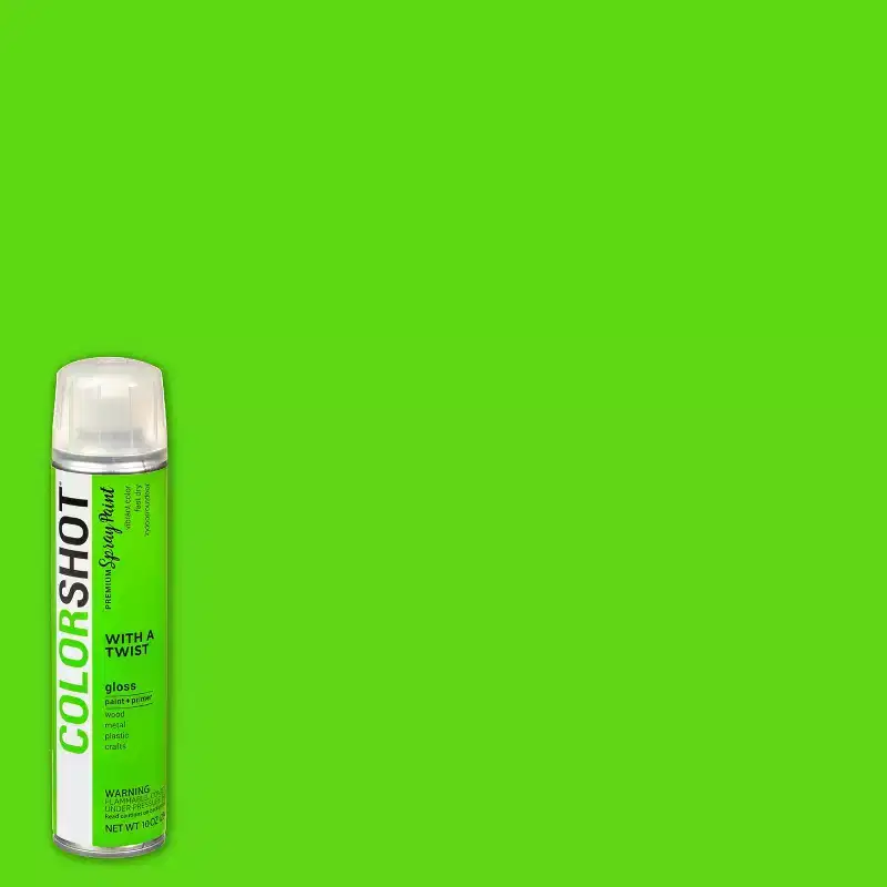 Colorshot Spray Paint Gloss with a Twist 10oz 4pk Value Set Lime: Exterior Acrylic Paint & Primer, Fast Dry, 10000 Sq Ft Coverage