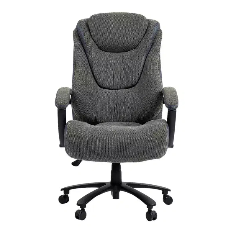 Set of Two Gray and Black Adjustable Height Swivel Rolling Executive Office Chairs