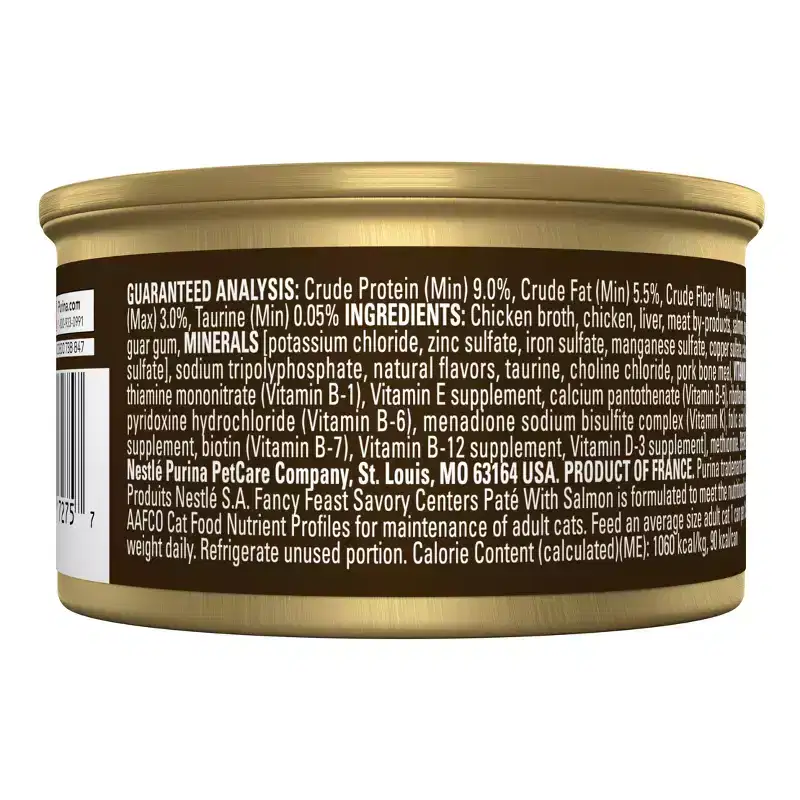 Purina Fancy Feast Savory Centers Paté with Salmon and a Gourmet Gravy Center Wet Cat Food Cans - 3oz