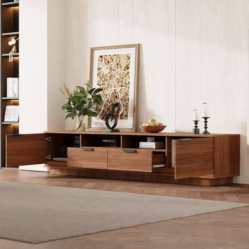 JVNOXK 78-inch Modern Entertainment Center TV Stand Accommodates TVs up to 85 inches Features deep drawers for storage Ideal for living rooms
