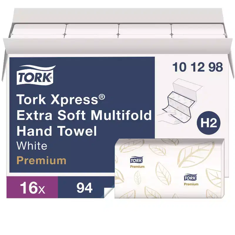 Tork Xpress Extra Soft Multifold Towel, 2-Ply, 9.12 x 12.8, White, 94 Towels/Pack,16 Packs/Carton