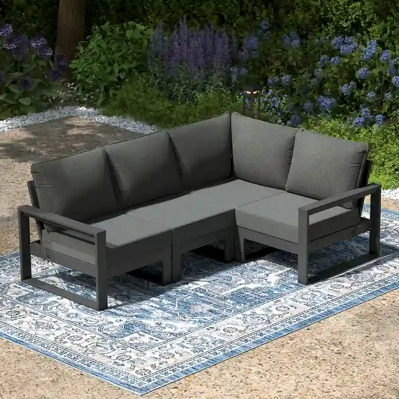 Polytrends Endless Patio 4-Piece Deep Seating Set with Gray Frame