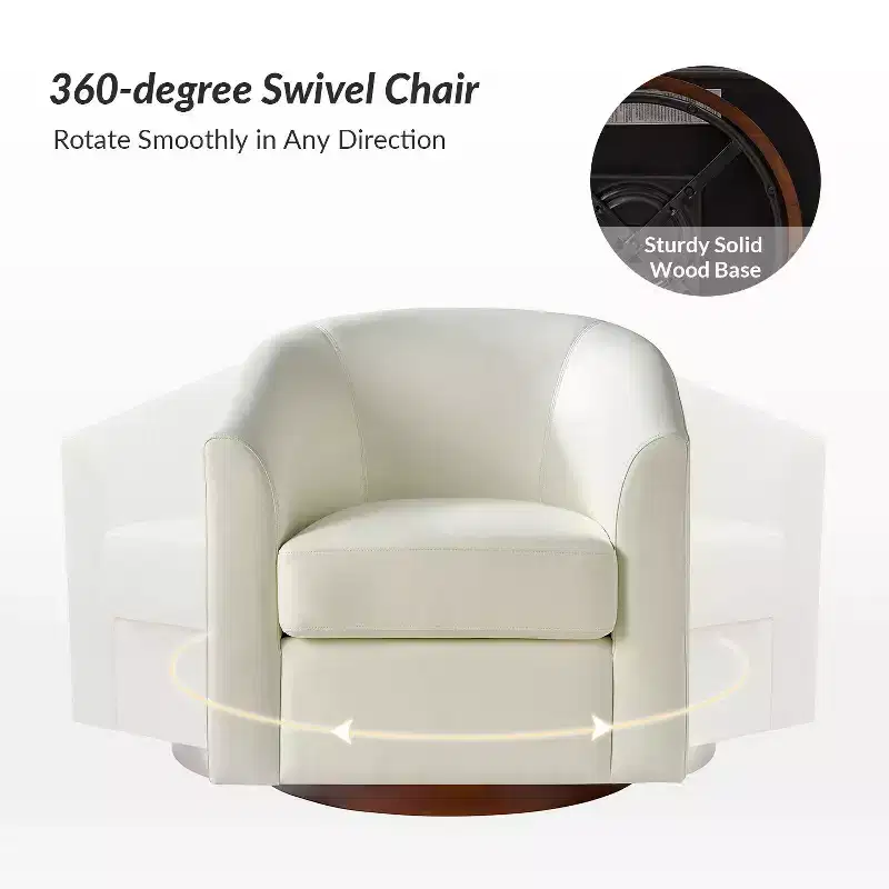 Set of 2 Jessie 30.5 Wide Modern Swivel Barrel Faux Leather Chair with Solid Wood Base|ART OF LIVING DESIGNS