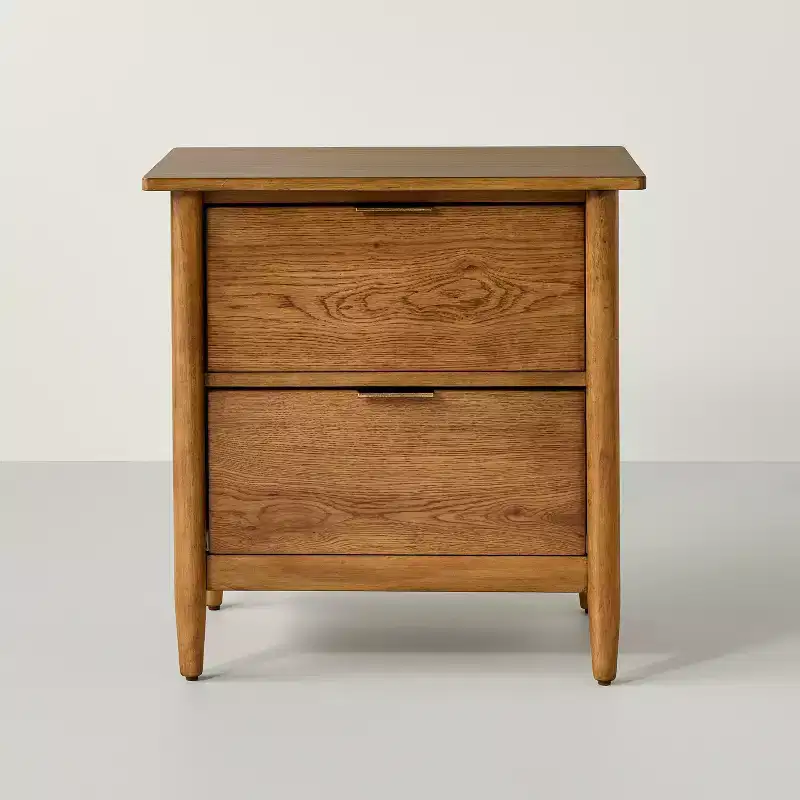 Wood and Cane 2 Drawer Nightstand Aged Oak - Hearth & Hand™ with Magnolia