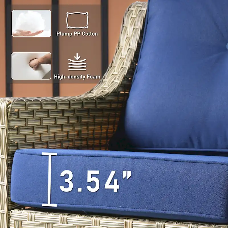 HOOOWOOO 6-piece Wicker Furniture Patio Loveseat Sofa Conversation Set with Swivel Chair