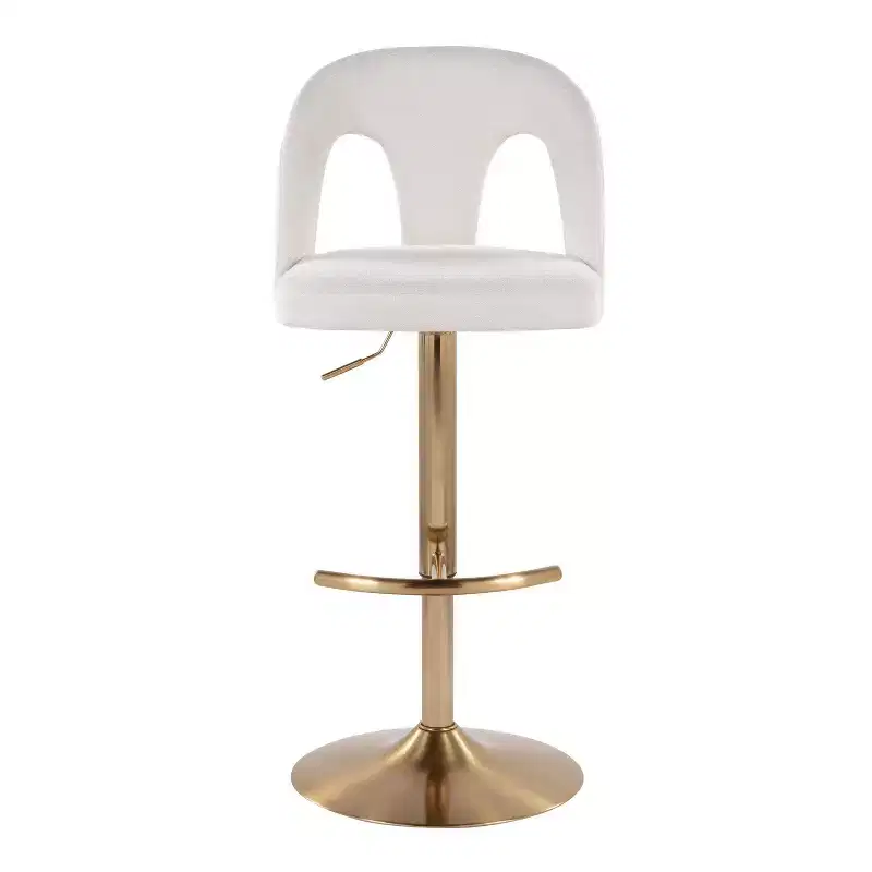 LumiSource Set of 2 Ava Adjustable Barstools Gold/White Fabric