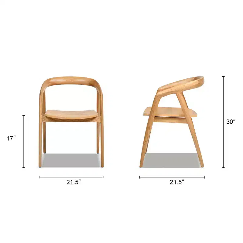 Simeon 21 Scandinavian Sculpted Oak Wood Dining Chair, Warm Natural Brown Oak Wood