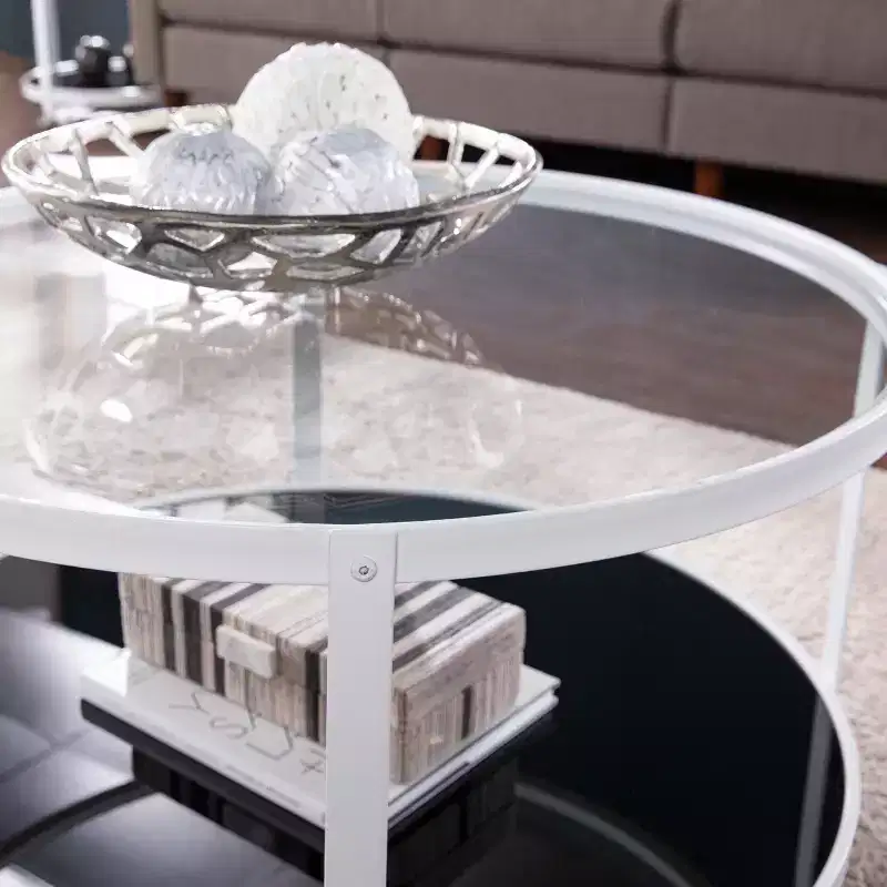 Vimmerly Glass-Top Cocktail Table - White - SEI
