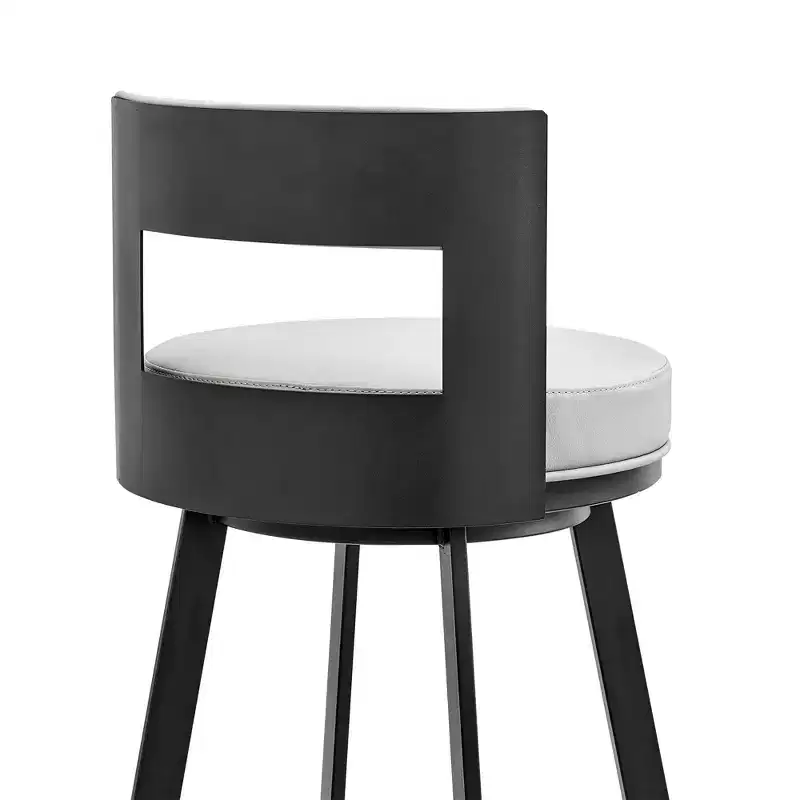Armen Living 26 Flynn Metal with Faux Leather Swivel Counter Height Barstool