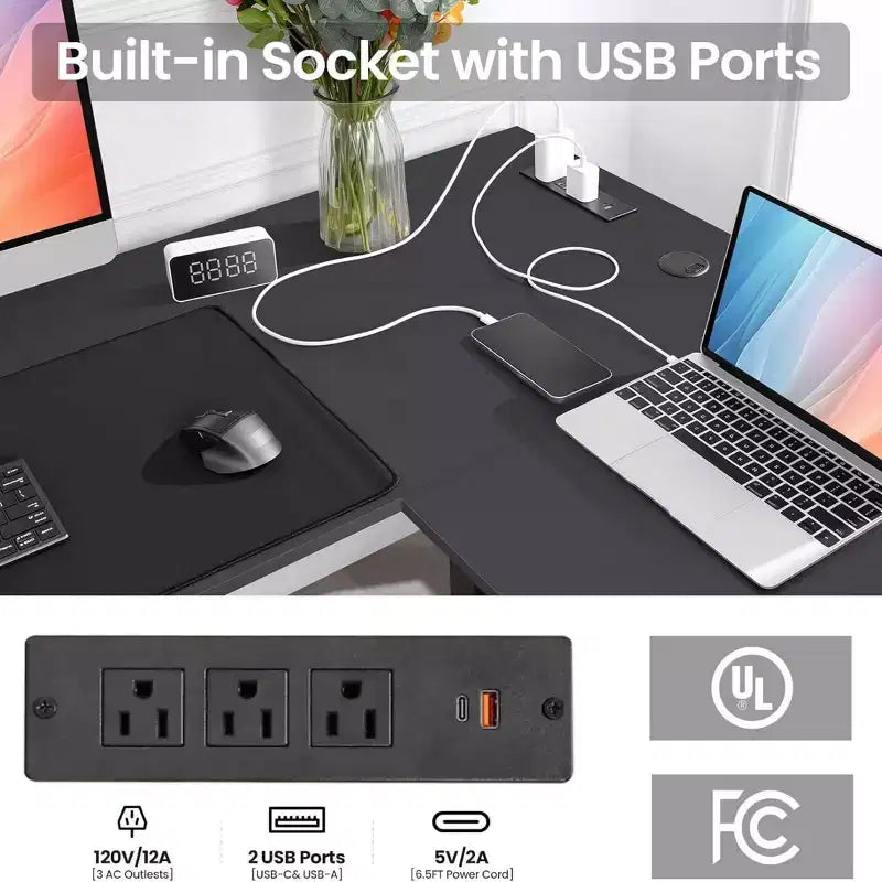 HOMDOX 63 x 55 Elec. L Shaped Corner-Standing-Desk w/Outlets/Mouse Pad/Hook HIG-Adjustable Home/Office/Writting/Gaming 2026 New Computer Workstation